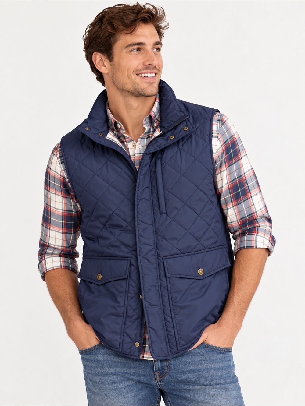 🧥 Southern Proper Quilted Vest Size Large Plaid Lined Preppy Outdoor 🧥